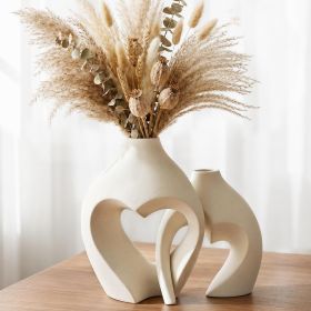 White Vases for Decor, Heart Shaped Ceramic Vase Set of 2, Nordic Heart Shaped Vases (Color: Pearl White)